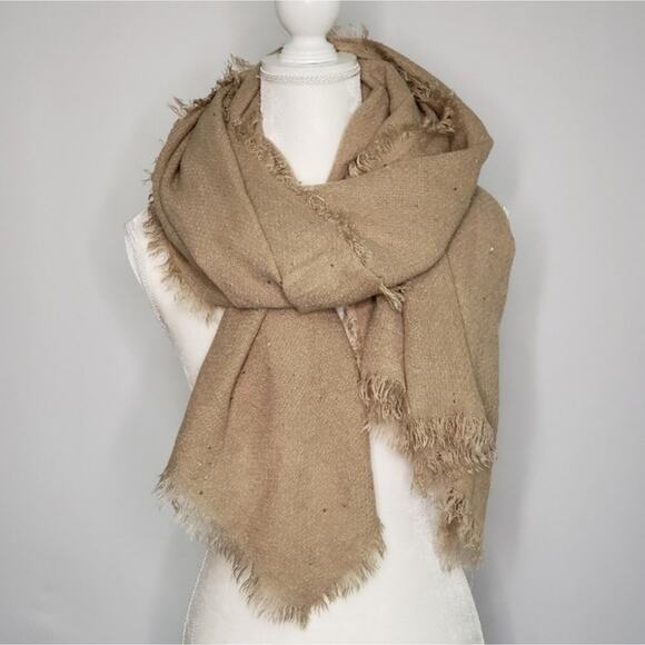 🌻3 for $18 Tan Iridescent Sequin Fall Scarf Anna & Ava - Picture 1 of 4